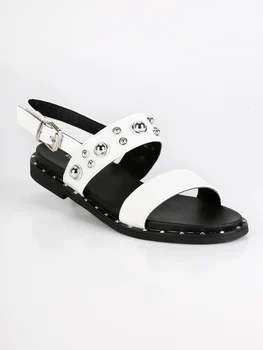 

LADIES ROSE Black White white sandals studded