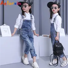 Джинсовые комбинезоны для девочек, джинсовые штаны детская одежда г., весенне-осенний комбинезон для девочек, детские штаны для девочек 8, 9, 10, 12 лет