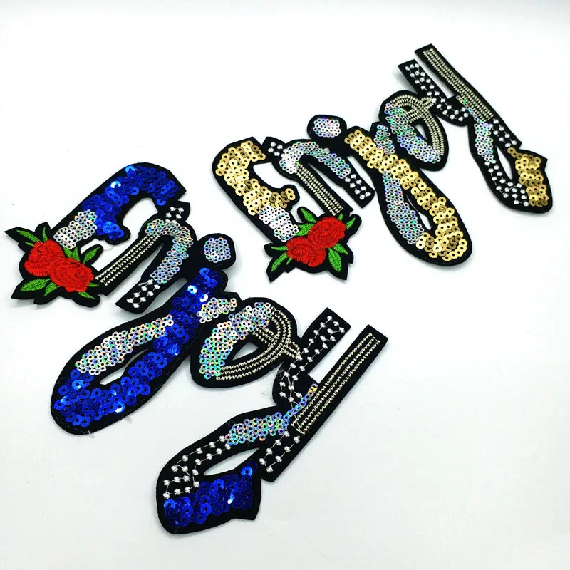 Wow Letter Embroidered Patch – 27x17cm With Sequins, Sew Or Iron On For DIY