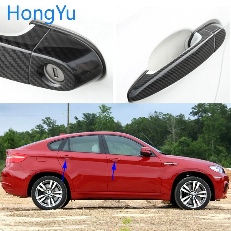 

Auto Exterior Carbon Fiber Made Door Handle Cover Sticker Decorations Overlay Trim for BMW x6M x6 M E71 2008-2014