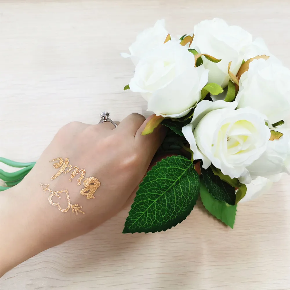 

10Pcs Gold Team Bride Waterproof Temporary Tattoo Stickers for Bride Wedding Decoration Hen Bachelorette Party Decoration. Q