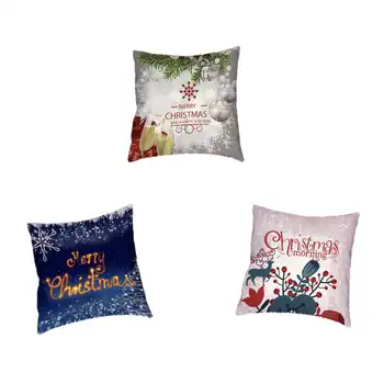 

The Latest Hottest Christmas Pattern Text Cushion Cover Garland Bell Snowflake Gift Box House Car Sofa Decorative Pillowcase