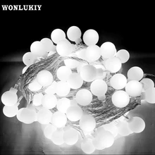 Светодиодный светильник-гирлянда с шариками, размер s 50 м, Сказочная Рождественская гирлянда 220 В, светильник для праздника, свадьбы, вечеринки, для улицы, рождественская елка, декоративная лампа, водонепроницаемая