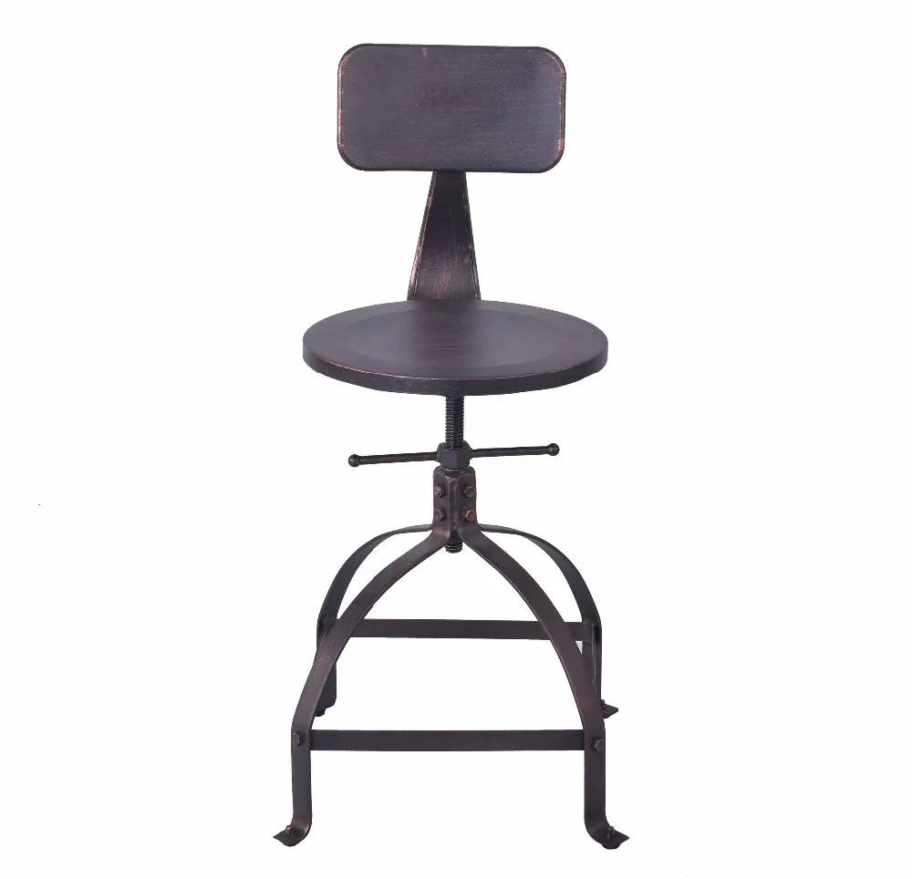 Chair Industrial Chic Metal Round Seat Adjustable Height Bar Stool with Curve Backrest Black Color Adjustable Swivel Bar Stools Chair Industrial Chic Metal Round Seat Adjustable Height Bar Stool with Curve Backrest Black Color Adjustable Swivel Bar Stools