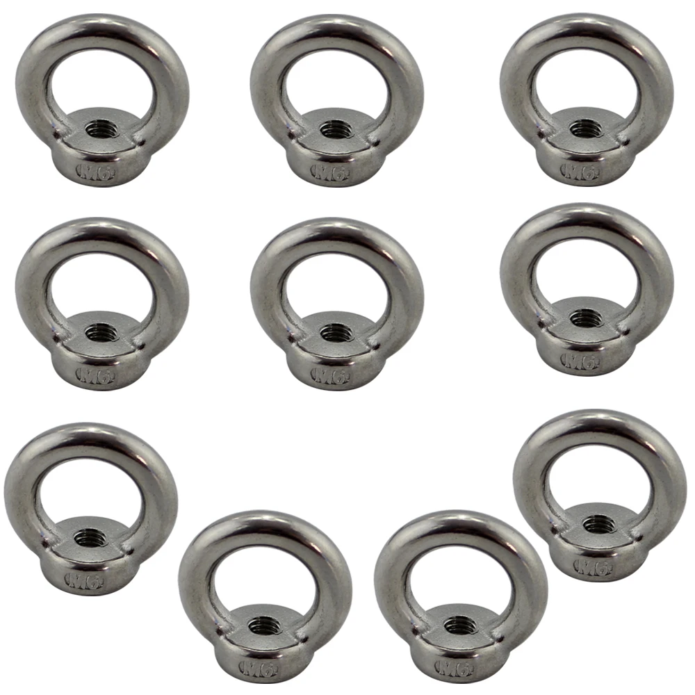 Stainless Marine Heavy Duty Lifting Eye Nut Marine Lifting DIN582 Eye Ring Nut Screw Loop Hole for Wire Rope Cable Rope 10pcs M6 iron wire tensioners wire cable tightener tight connector heavy duty turnbuckle wire rope tension