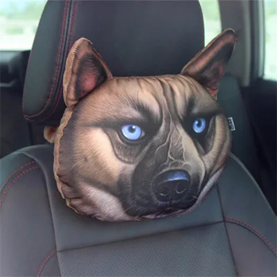 New Cute Animal Car Headrest Cool Dog Head Neck Rest Nap Cushion Pillow Waist Pillow With Core+Activated Carbon Cushions - Цвет: 12