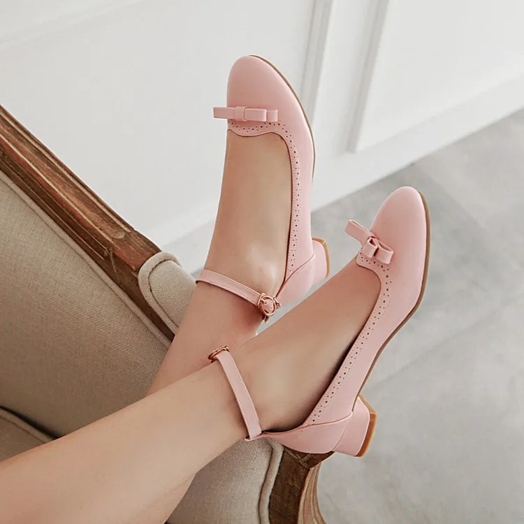 PXELENA/Лидер продаж года; новые осенние туфли мэри джейн на низком каблуке для девочек; милые вечерние туфли-лодочки с круглым носком и бантом; цвет белый, розовый; женские свадебные туфли-лодочки; 45