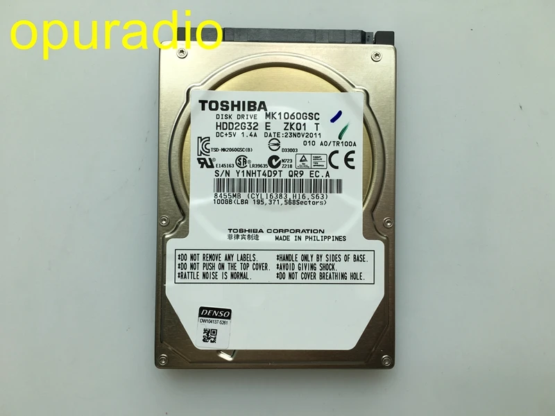 

Disk drive MK1060GSC HDD2G32 E ZK01 DC+5V 1.4A 100GB For Car HDD navigation systems