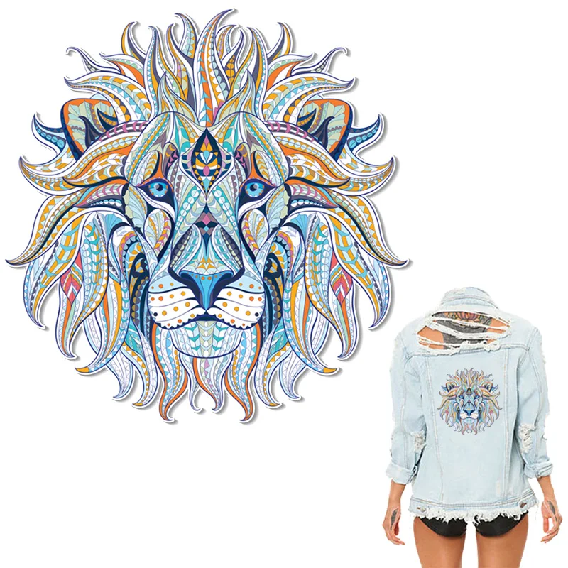 Lion Iron on Stickers Washable Heat Transfer Patches For Clothes Applique