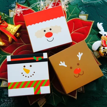 

11.5*11.5*5CM hello Christmas design 10 set Gift Wrap Storage Paper Box as gift packaging DIY three style candy chocolate pack
