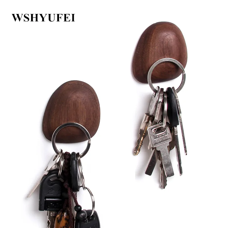 Solid wood refrigerator stickers Key Hooks Suction Walnut wood