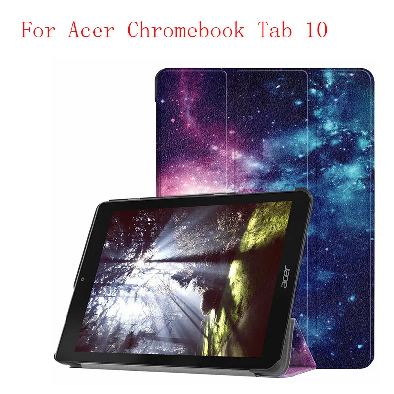 PU Cover Smart 3 Folds Stand Leather Case Shell for Acer Chromebook Tab 10  9.7Inch Tablet Case +film