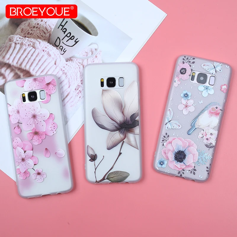 

BROEYOUE Soft Silicone Phone Case For Samsung Galaxy A5 2017 A3 A7 2016 3D Relief Floral Cover For Samsung A5 A7 A6 A8 Plus 2018