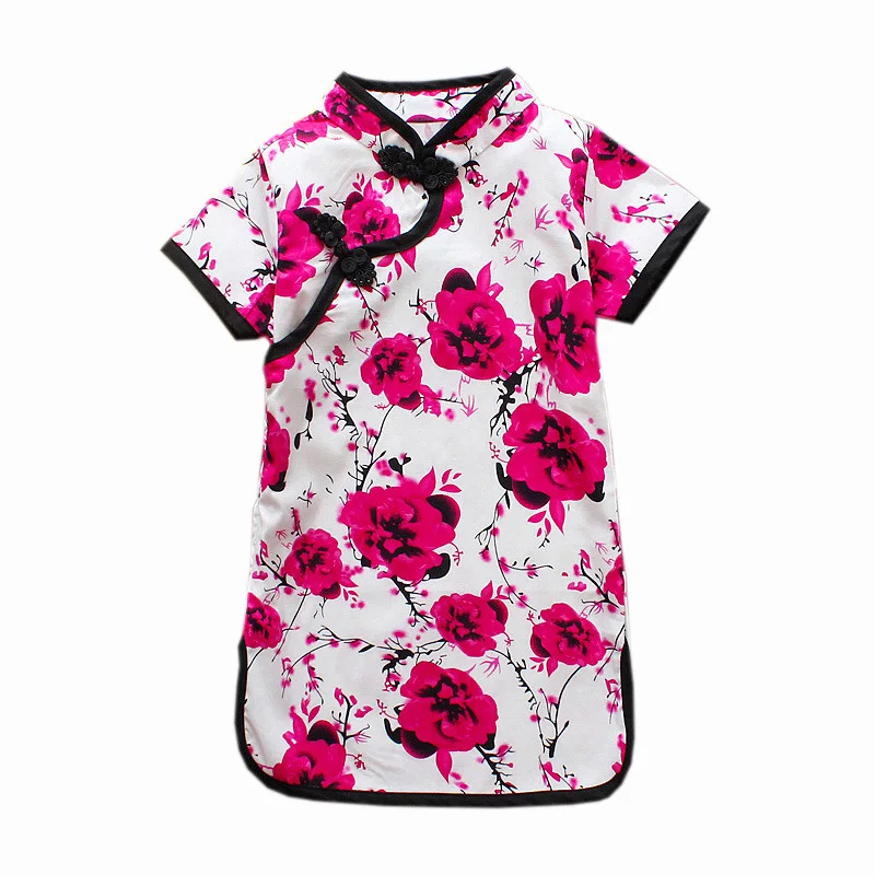 

baby girls fashion dress for summer newborn chinese style print mini dress infant toddler cheongsam elegant print princess dress