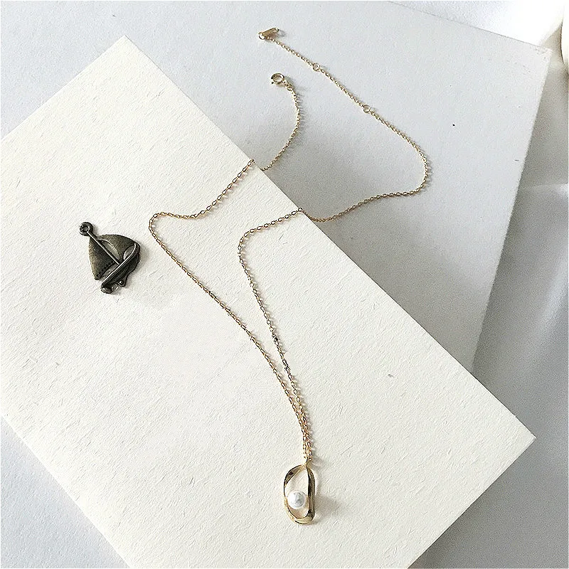 

Fengxiaoling New 925 Sterling Silver Irregular Shell Beads Necklaces & Pendants Simple Generous Student Statement Necklace