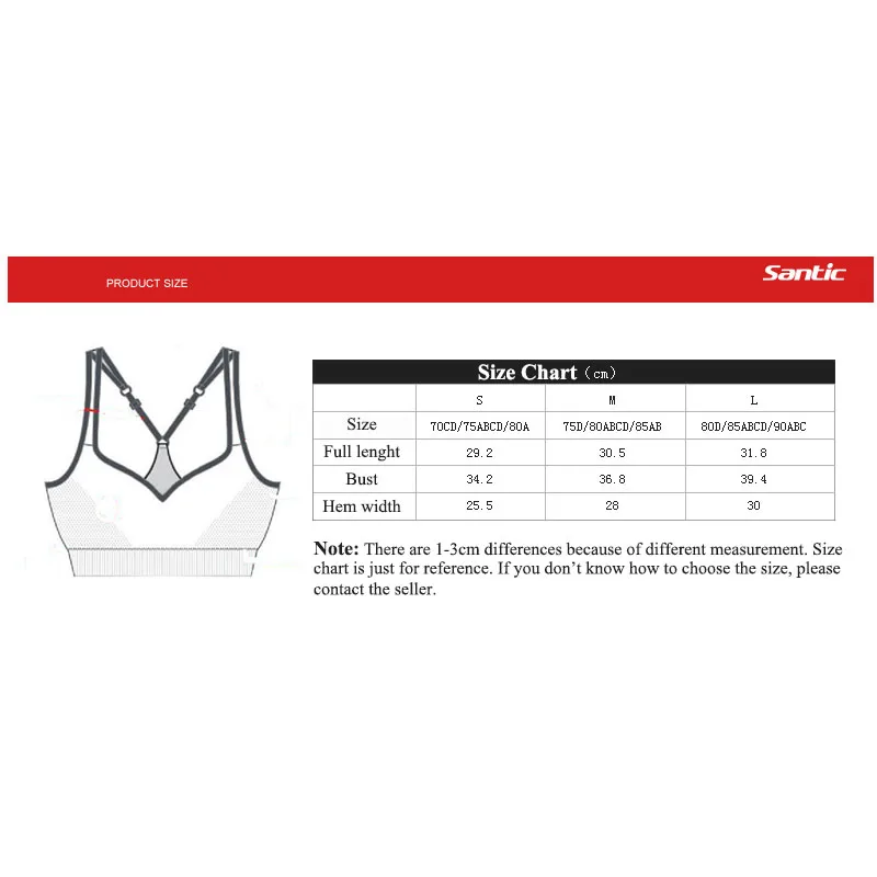 Santic Women Sports Bra Yoga Running Bra Push Up Padded Fitness Sport Crop Top Adjustable Straps Athletic Vest Sport Underwear