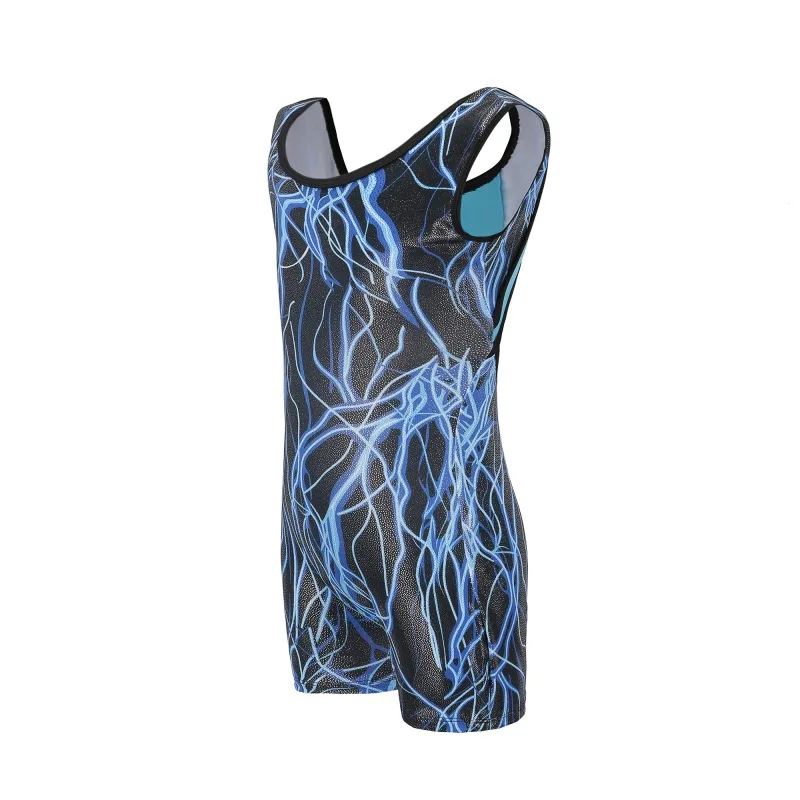 

Girls gymnastics dance clothes clothing sleeveless lightning lightning pattern body suit ballet gymnastics Dance dance practice