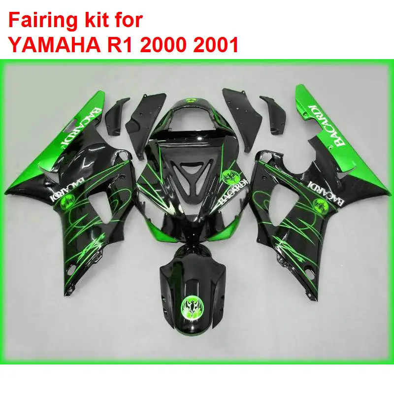 ABS plastic fairings for YAMAHA R1 2000 2001 metallic green black