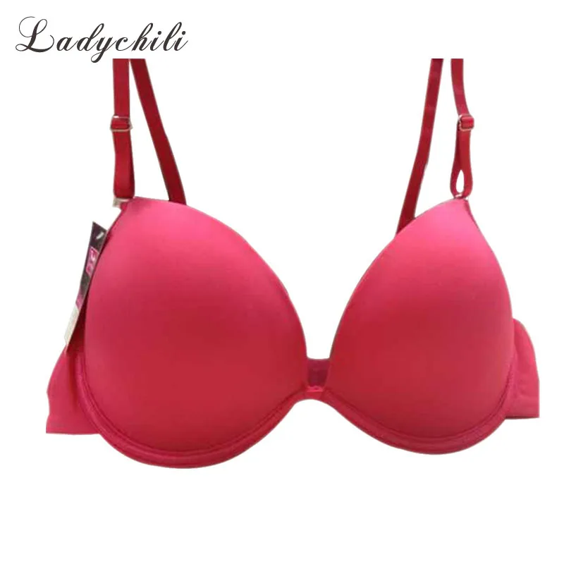 Soild Color Simple Design Seamless Bra Red Triumph Large Size C D