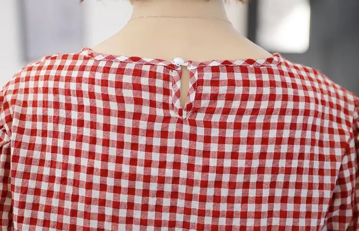 Новое модное клетчатое женское платье летнее L XL платье для беременных корейское свободное платье для беременных одежда с короткими рукавами для мамы