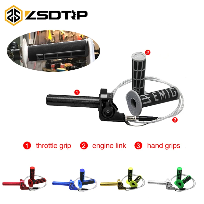 

ZSDTRP Universal EMIG Grip Handle Grips Motorcycle 7/8" 22mm Aluminum Acerbs Throttle Grips With Cable For Most ATV UTV Moto