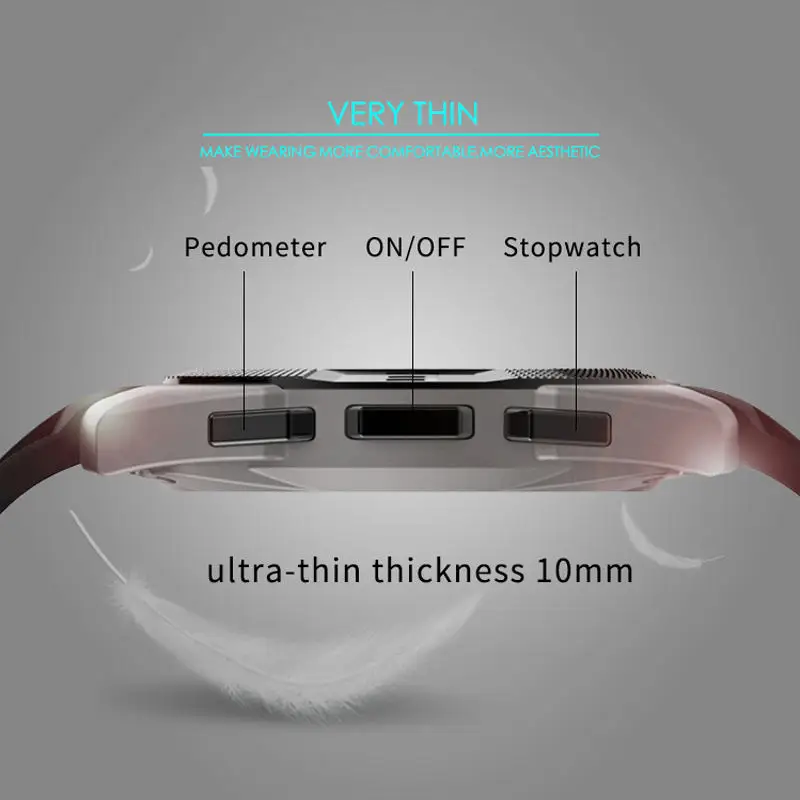 Мужчины Смарт телефон часы Сердечного ритма Step counter Секундомер Ультра тонкий