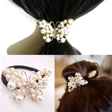 LNRRABC Женский Искусственный жемчуг Бабочка волос Веревка резинка для волос со стразами эластичная повязка на голову acessorios para cabelo turbante cheveux