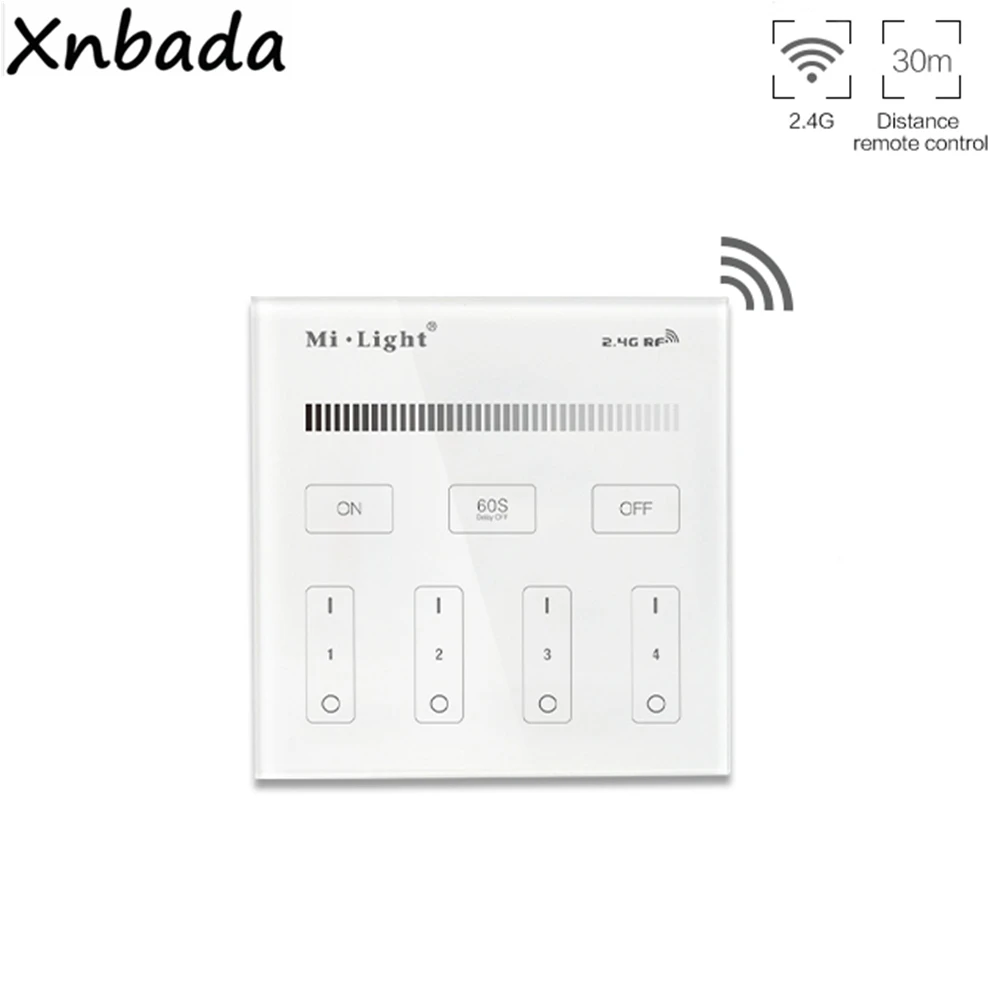 Milight MiBoxer 2 4G B1 4 Zone светодиодная сенсорная панель с затемнением яркости смарт