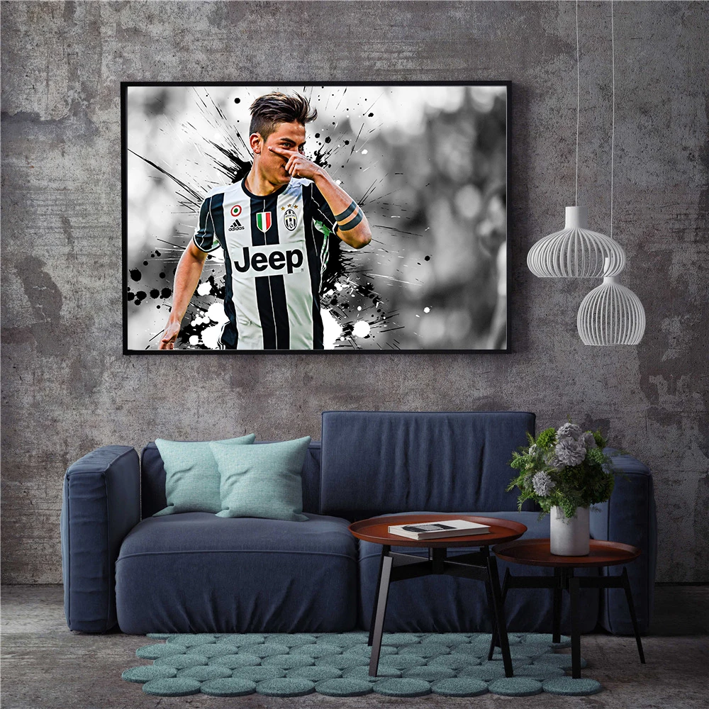 

Sport Posters Black White Ronaldo Dybala Pjanic Mandzukic Painting Abstract Wall Art Picture Living Room Decoration