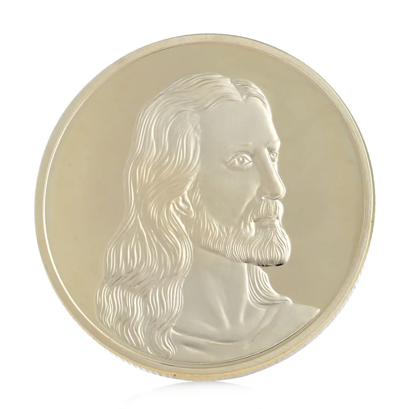 Иисус Тайная вечеря памятная Серебряная позолоченная монета художественная коллекция подарки - Цвет: Золотой