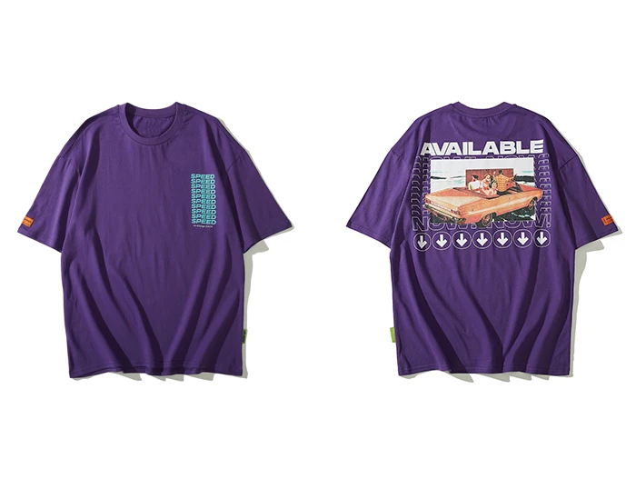 Aelfric Eden Доступные буквы печати модные с коротким рукавом летние футболки для мужчин хип хоп футболка хлопок футболка, повседневные топы тройники - Цвет: Фиолетовый