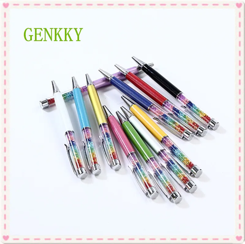 

1PCS GENKKY 11 Colors Rainbow Diamond Ballpoint Pen Crystal Ball Point Pens Stationery Ballpen Office School Promotion Gift