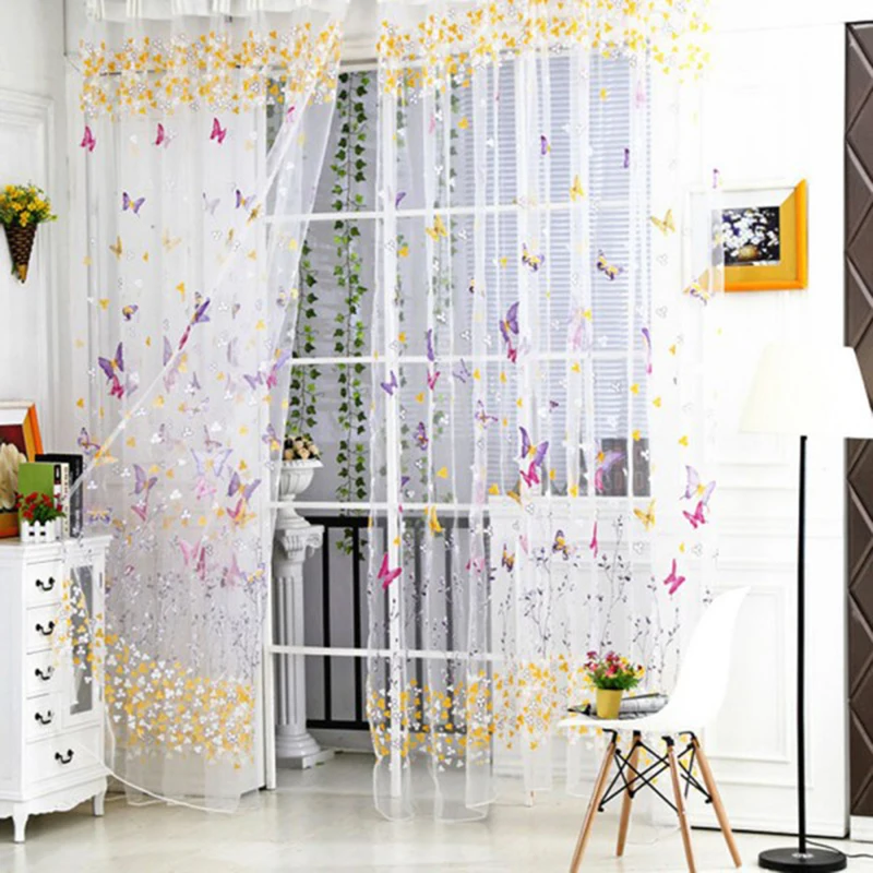 Милые цветочные бабочки легкие шторы для гостиной Cortinas Para sala de estar|curtains for|the