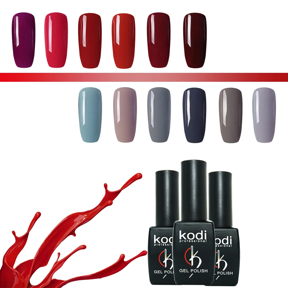 

kodi gel nail polish new series red gray color soak off uv led nagels spulletjes esmalte permanente unas de gel debardeur ongle