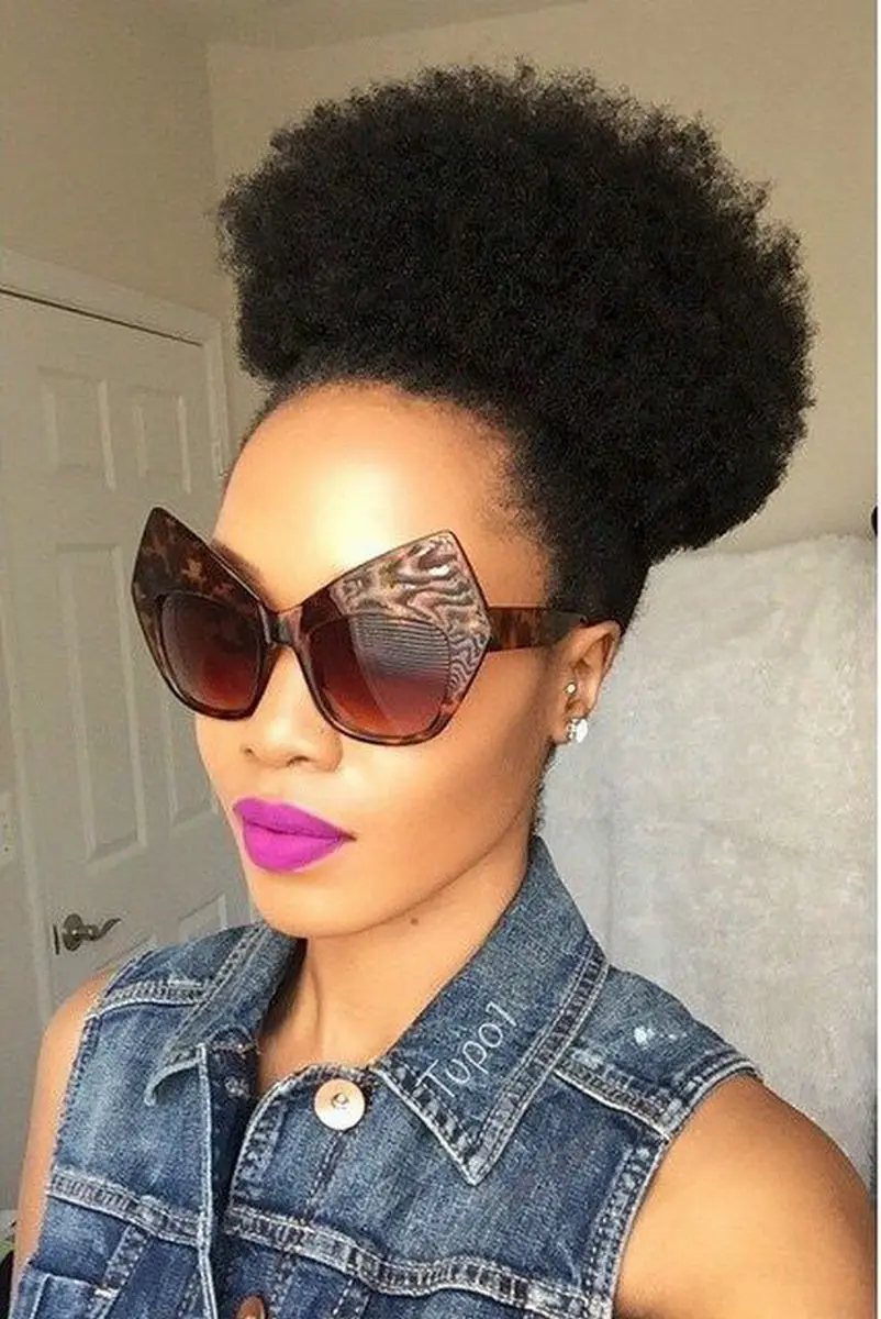 short afro puff Clip on kinky curly drawstring human hair ponytails