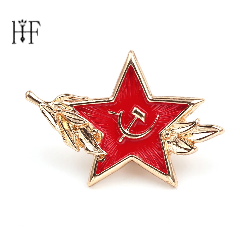 

Soviet Pins Cold War Soviet CCCP Badges Brooches Lapel pins Men Red Star Sickle Hammer Symbol Brooches for women Pentagram Pins