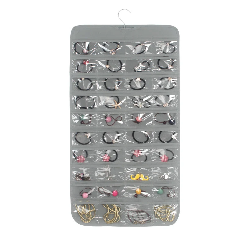 

80 Pockets Hanging Jewelry Non-woven Closet Storage Double Sides Small Objects Home Storage CX17