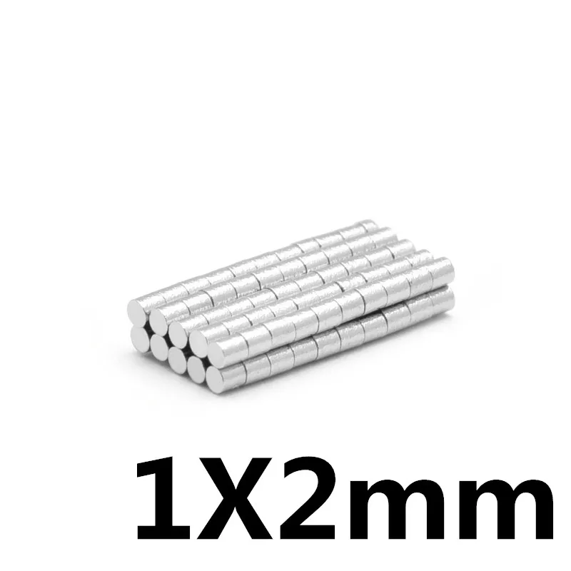 100 шт 1x2 мм N35 Супер Сильные мощные маленькие круглые Редкоземельные неодимовые магниты 1x2мм