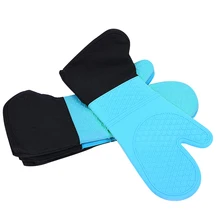 Силиконовые микроволновые удлиненные толстые изоляционные хлопковые кухонные рукавицы для выпечки термостойкие перчатки для духовки 460815