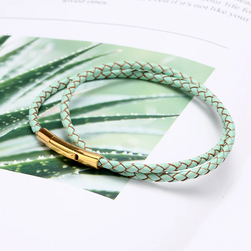 Mcllroy Genuine leather bracelet/men/women handmade 10 colors Double layer braided bracelets bangles man jewelry Valentine gifts