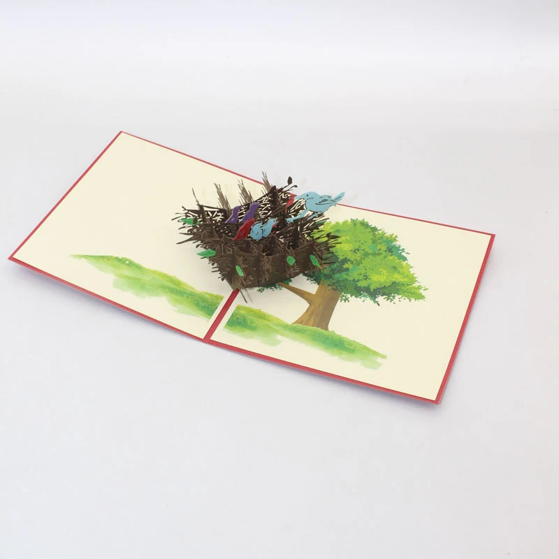  3D Handmade Colorful Bird Nest Paper Invitation Greeting Cards PostCard Teachers' Day Mother's Day  - 33058424981