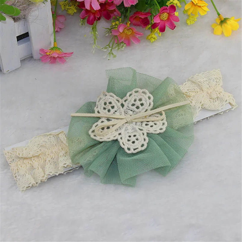 Headwear Baby girls hairbnand Kids Baby Flowers Headband Lace Bow Hair Wear Hairband Ribbon Bebes acessorios #4A30 (3)