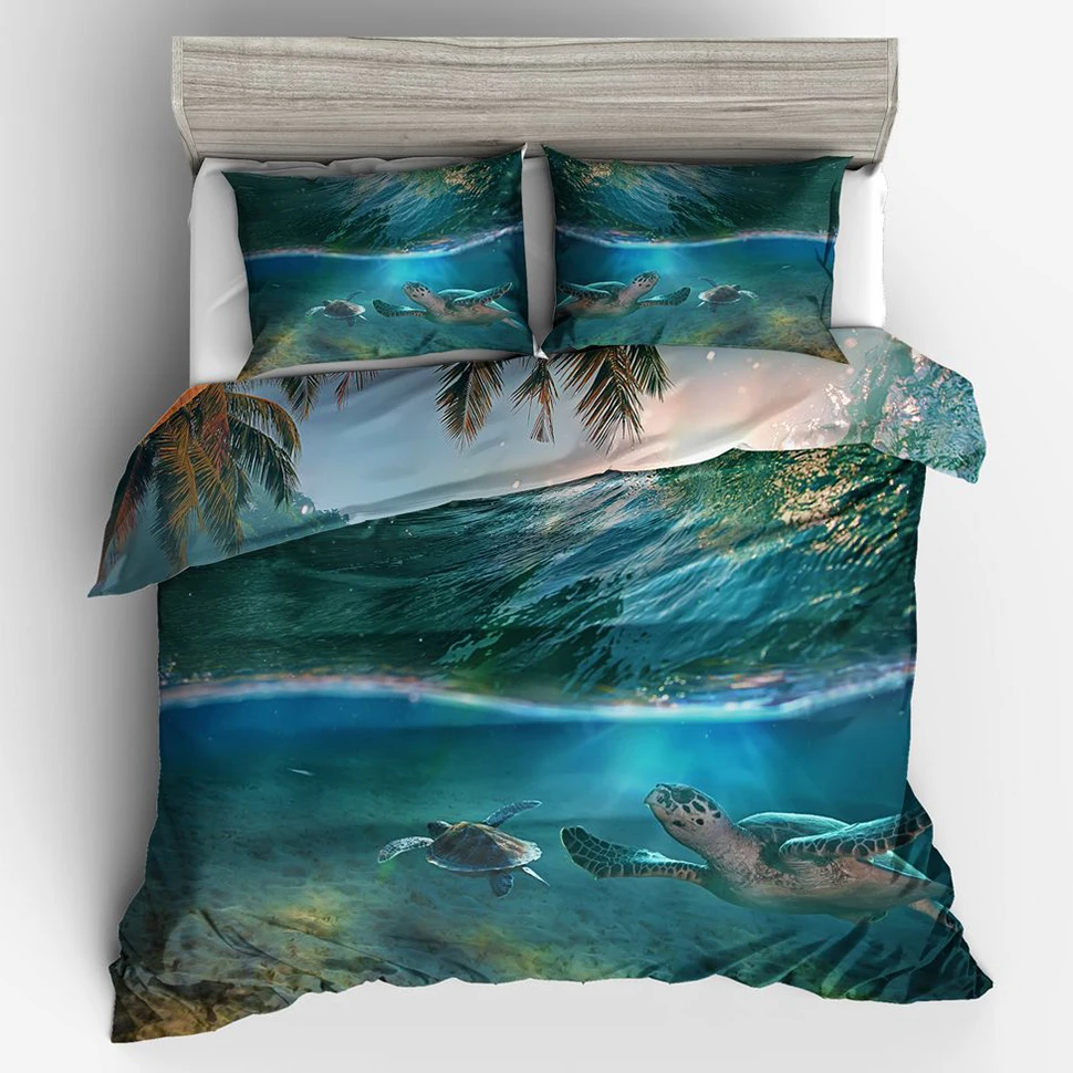 

Deep Ocean Turtle 3D Luxury Bedding Duvet Cover Set Twin Full Queen King Size Kids Touched Quilt Cover Pillowcases