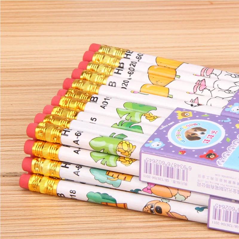 10 Pcs High Quality Wooden Pencil Cartoon Small Animal HB Pencil Professional School Writing Stationery 40pcs pack cute cartoon hb 2b hb standard wooden pencil kawaii student stationery writing drawing pencils school office supply