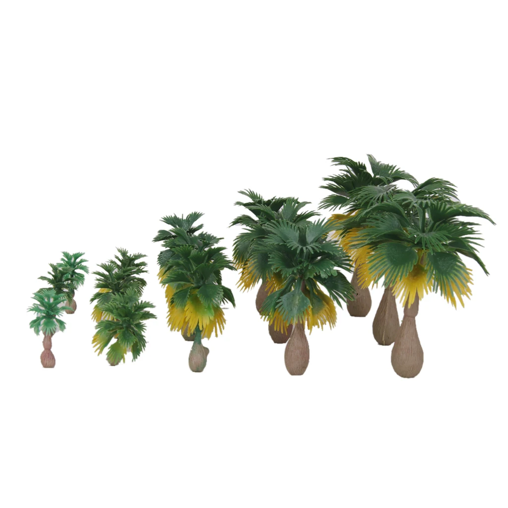 15 Pcs Mini Model Train Trees Tropical Forest Scenery Scale N Z 1:100-1:300 Green and Brown