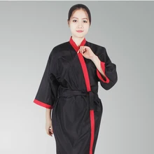 Водонепроницаемый Салон клиент платье парикмахерский халат кимоно стиль-длинный-черный цвет