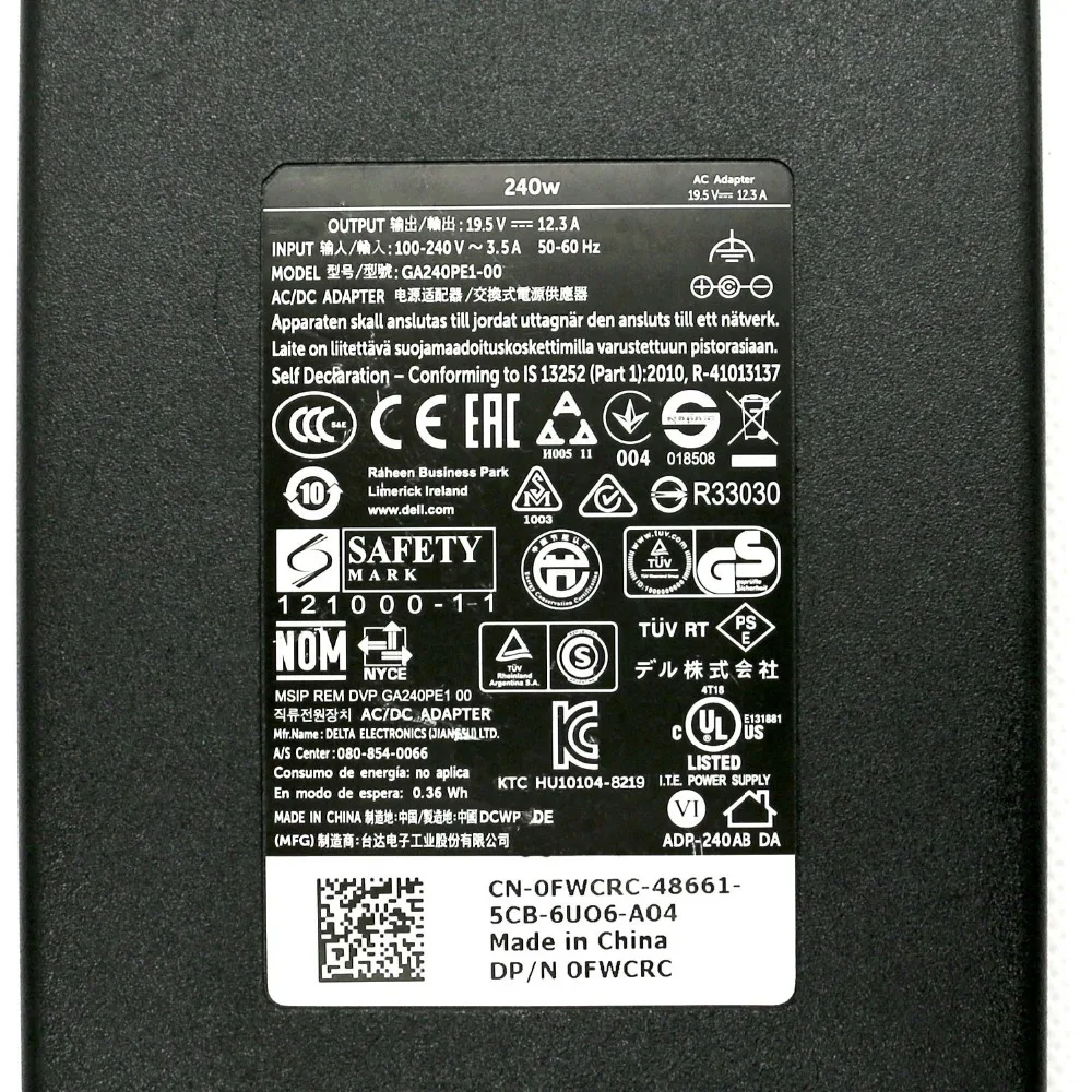 Натуральная 19 5 V 12.3A 240 Вт 7 4*5 0 мм ноутбук Addapter для Dell Alienware M17X 17R3 GA240PE1 00 FWCRC PA 9E Семья