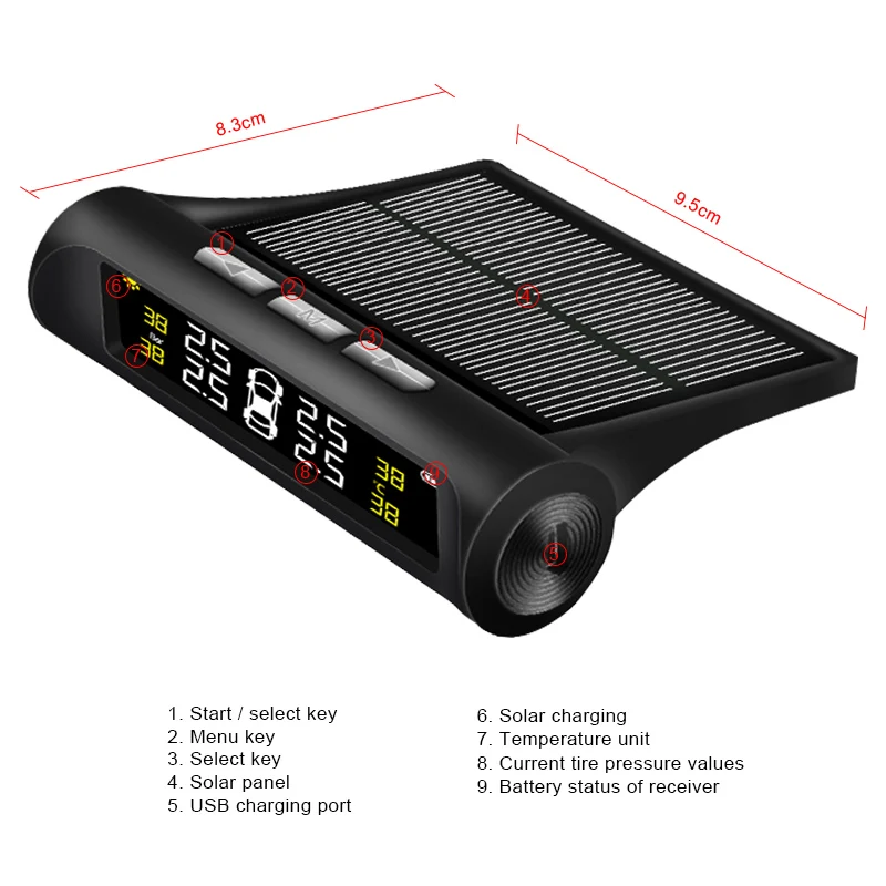 2018 солнечный автомобиль TPMS Smart шин давление мониторинга системы USB цифровой ЖК