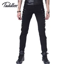 Taddlee marca hombres pantalones largos ocasionales flaco bajo la cintura de los hombres del punk pantalones hip hop pantalones masculinos pantalones slim fit pantalones joggers negro(China (Mainland))