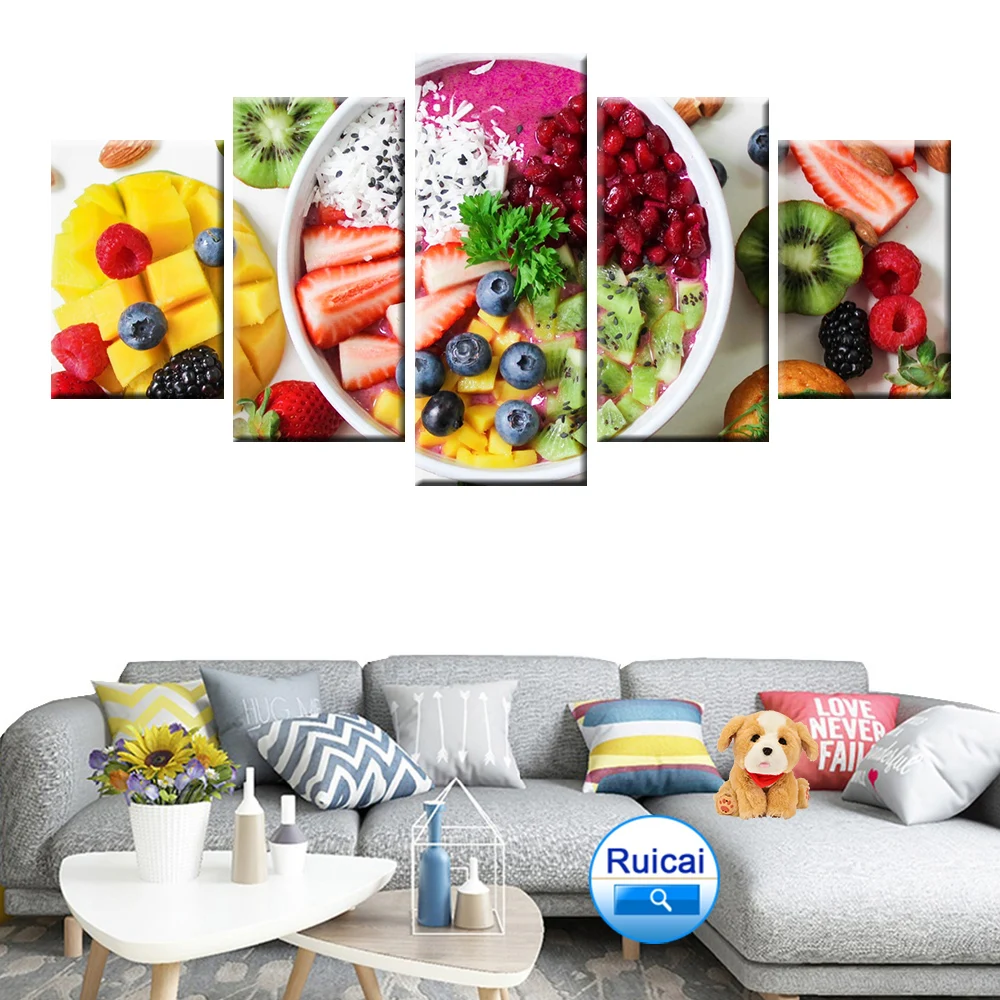 Wall Art 5 Panel HD Print Delicious Fruit Sarah Poster Canvas Painting Modular Restaurant Kitchen Decoration Mural | Дом и сад